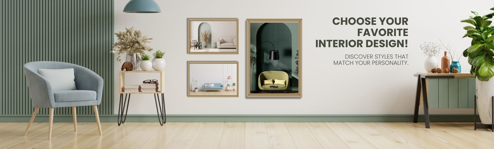 Green and Cream Minimalist Home Interior Banner