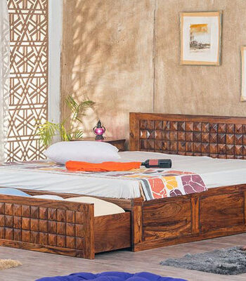 Solid Wood Bowley Bed with Front Open Dual Storage