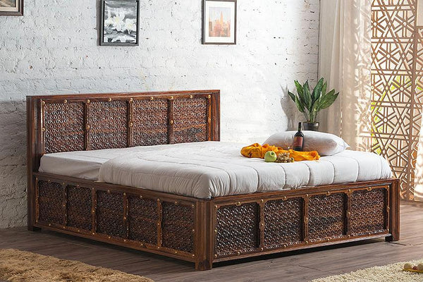 Solid Wood Brass Panache Bed with Storage