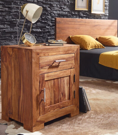 Solid Wood Cube Bedside Table