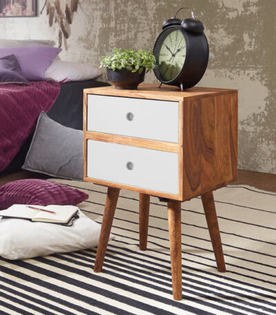 Solid Wood Eva Bedside Table with 2 Drawers