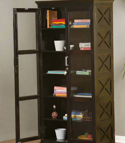 Solid Wood Jaipur Bookcase with Glass Doors