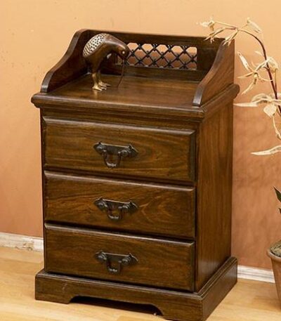 Solid Wood Jali 3 Drawer Bedside