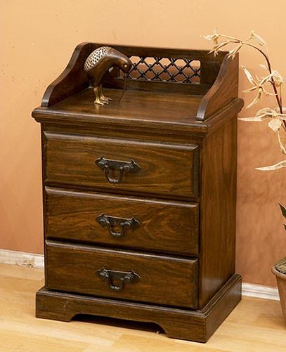 Solid Wood Jali 3 Drawer Bedside
