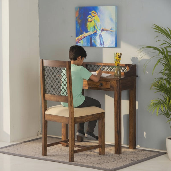 Solid Wood Jali Kids Writing / Study Table Walnut