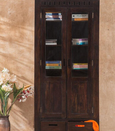 Solid Wood Kuber Bookcase with Glass Doors