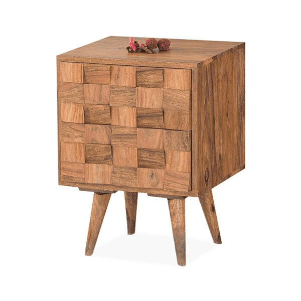 Solid Wood Million Bedside Table with 2 Drawers