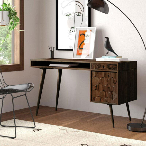 Solid Wood Million Study Table with Storage Walnut Solid Wood Million Study Table with Storage Walnut