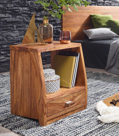 Solid Wood Slant Bedside with Drawer