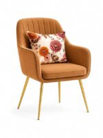 Modern Velvet Accent Chair with Gold Metal - Image 3