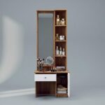 NEUDOT Carlos Wooden Dressing Table with Mirror and Storage | Engineering Wood | Vanity Table with Mirror | Vanity Table for Bedroom, Living Room | 1-Year Warranty, Brown - Image 2