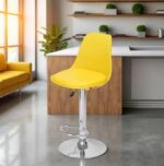 GOYALSON Faux Leather Classic Height Adjustable and Revolving Bar Stool Kitchen Chair (Yellow, Standard), 94 cm, 40.64 cm, 43.2 cm