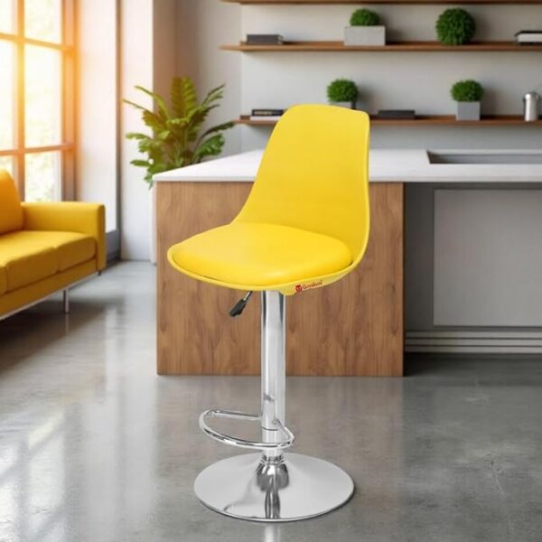 GOYALSON Faux Leather Classic Height Adjustable and Revolving Bar Stool Kitchen Chair (Yellow, Standard), 94 cm, 40.64 cm, 43.2 cm