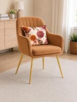 Modern Velvet Accent Chair with Gold Metal - Image 5