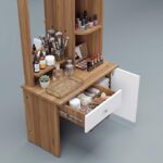 NEUDOT Carlos Wooden Dressing Table with Mirror and Storage | Engineering Wood | Vanity Table with Mirror | Vanity Table for Bedroom, Living Room | 1-Year Warranty, Brown - Image 7