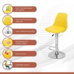 GOYALSON Faux Leather Classic Height Adjustable and Revolving Bar Stool Kitchen Chair (Yellow, Standard), 94 cm, 40.64 cm, 43.2 cm - Image 6