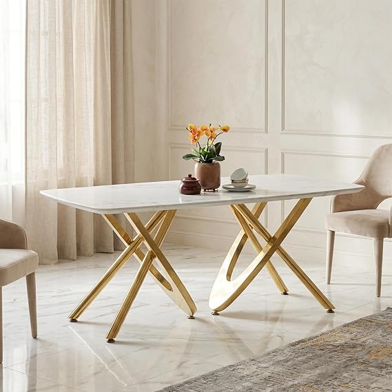Royaloak Romania Italian Marble Dining Table Six Seater