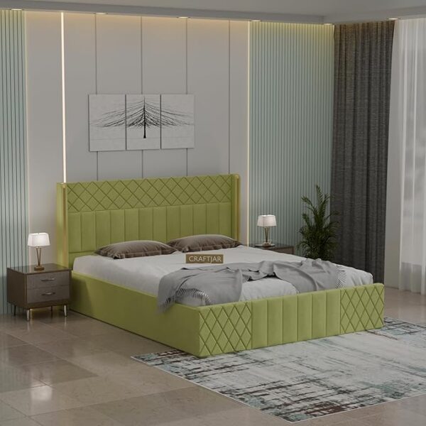 Wooden Modern Upholstered Queen Size Bed